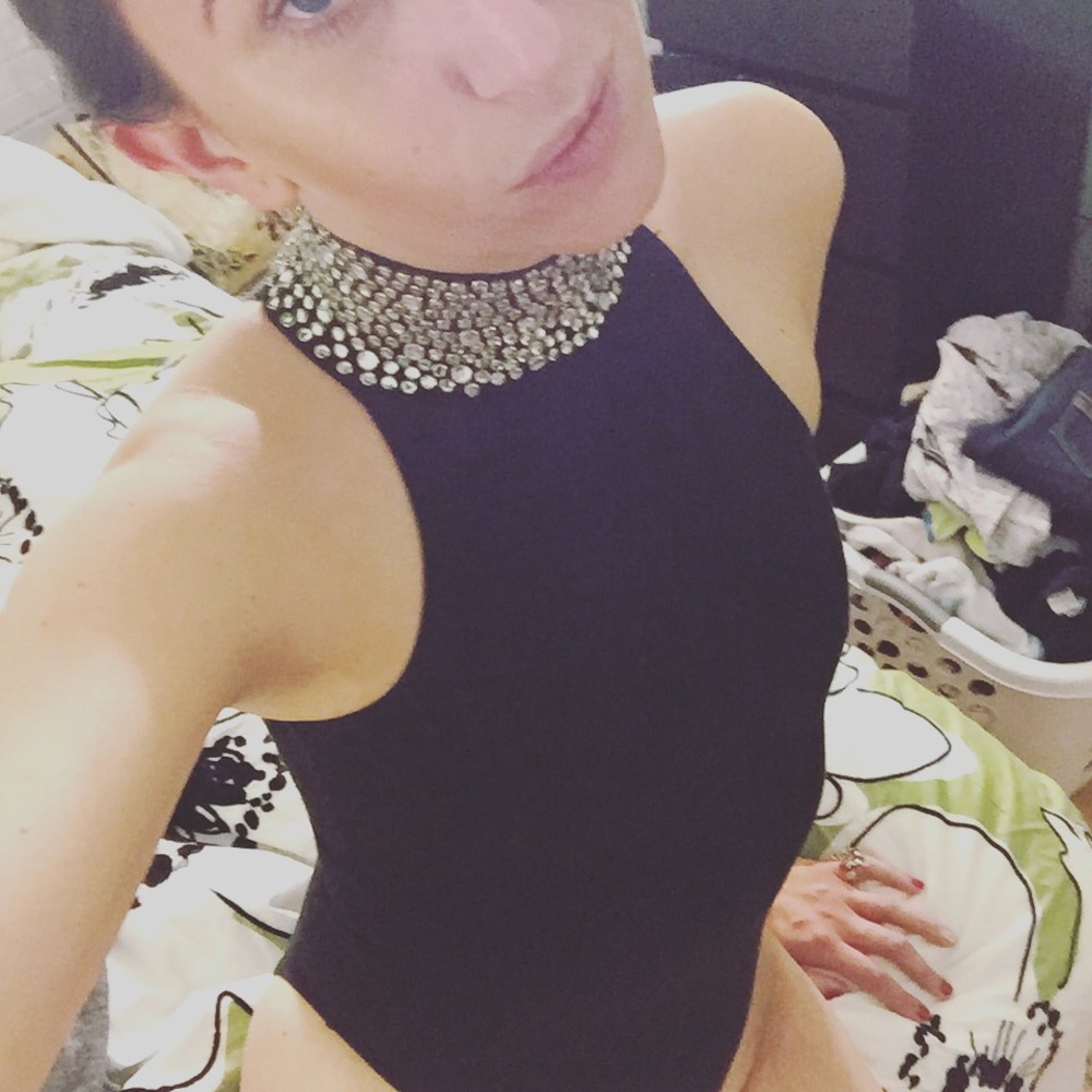 Vintage  rhinestone high cut bodysuit